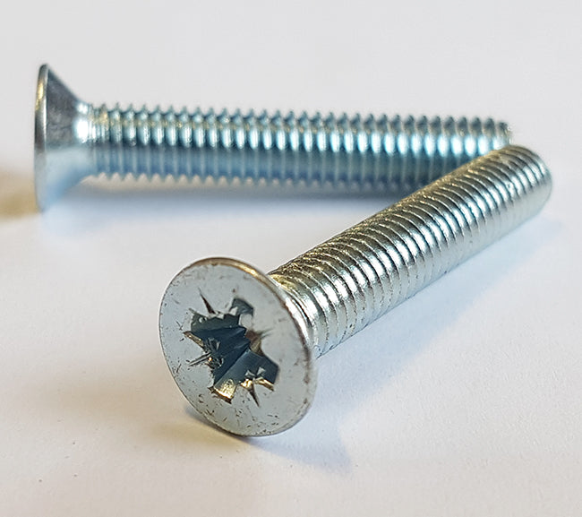 M5 x 60 Countersunk Pozi Machine Screw, Mild Steel Grade 4.6 Bright Zinc Plated, DIN 965