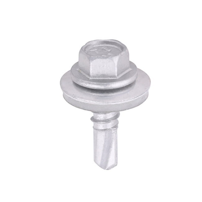 5.5 x 19 Timco Hex Self Drill Screws with 16mm bonded washer, Exterior Quality Plating, for 1.2 - 4.0mm steel thickness L19W16B
