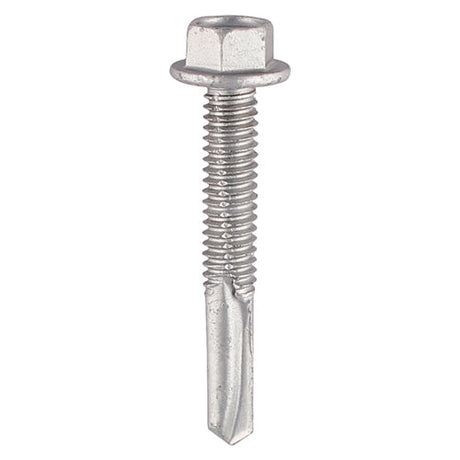 Timco 5.5 x 65 (5/16" Hexagon Head) Self Drill Screws Heavy Section Steel (12.5mm), Ruspert Silver Plated For Steel 3.0-12.5mm Thickness