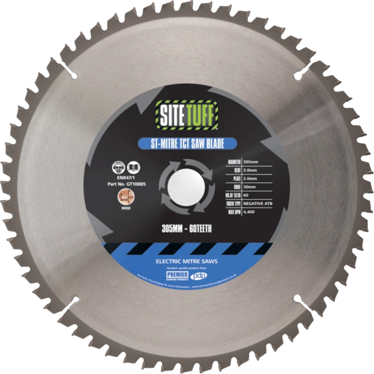 Site Tuff ST-MITRE 305 x 30 x 96t TCT Wood Blade, for Mitre & Chop Saws GT10887*