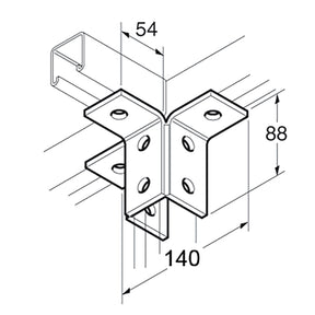 SB701 / P2228 3 Lug Wing Bracket, Unistrut compatible, Hot Dipped Galvanised