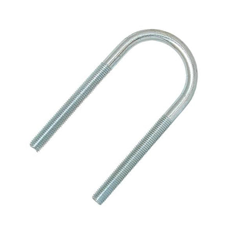 8" Nominal Bore Extended Leg U-Bolt, 225mm Inside Width, Mild Steel Bright Zinc Plated (M16) Bolt only