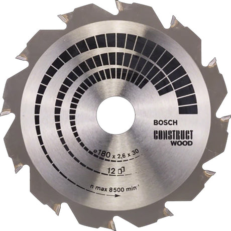 Bosch 180 x 30/20 x 12 Teeth Construct Wood Circular Saw Blade P/No. 2 608 640 632