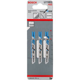 Bosch U118G 70mm Jigsaw Blade basic for metal 0.5-1.5mm (Pack of 3) P/No. 2 608 631 770