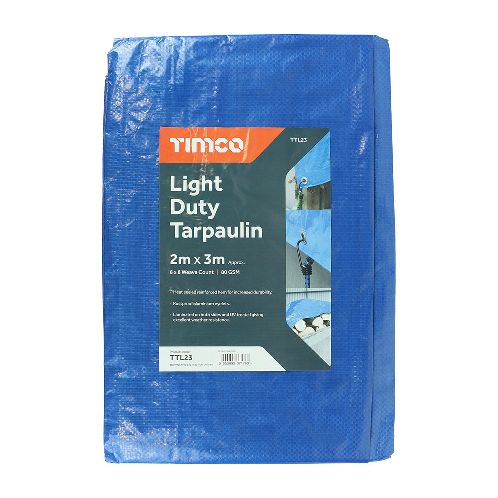Timco 2M x 3M Light Duty Tarpaulin, Blue TTL23