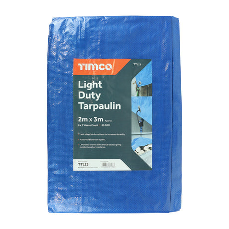 Timco 2M x 3M Light Duty Tarpaulin, Blue TTL23