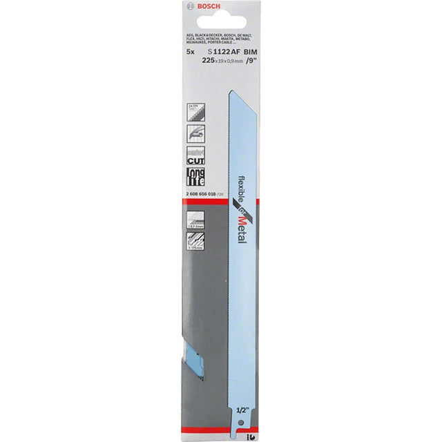 Bosch S1122AF 225mm Sabre Saw Blade flexible for metal (Pack of 5) P/No. 2 608 656 018