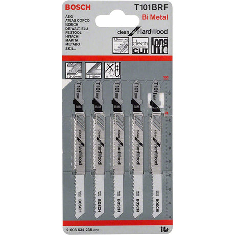 Bosch T101BRF 100mm Jigsaw Blade for wood 3-30mm (Pack Of 5) P/No. 2 608 634 235