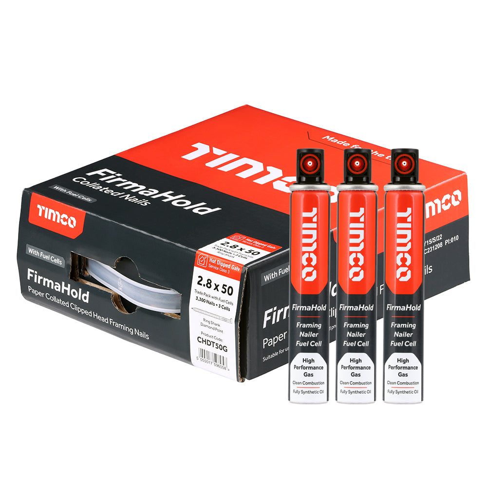 FirmaHold 2.8 x 50 Ring / Hot Dipped Galvanised (HDGV) + 3 gas CHDT50G (Paslode compatible) 3300 nails per box