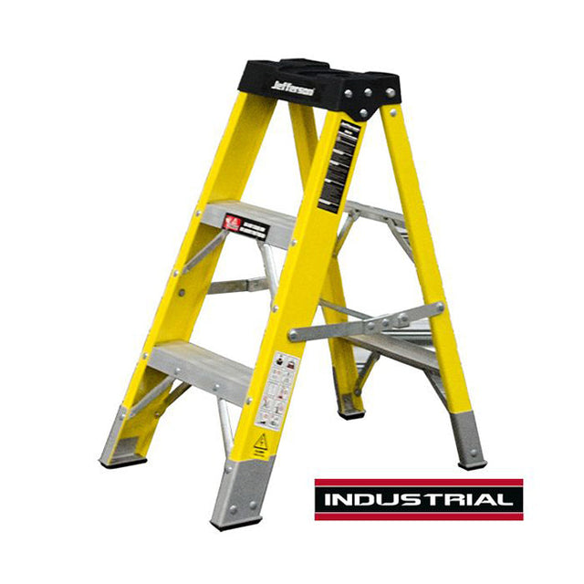 Jefferson 3 Tread x 0.78M Fibreglass Painters Step Ladder, EN131. JEFLADFGLS03