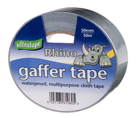 50mm (2") x 50 Metre UltraTape Rhino Multi Purpose Heavy Grade Cloth Gaffa Tape Silver