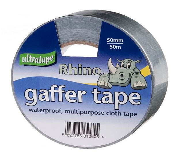 50mm (2") x 50 Metre UltraTape Rhino Multi Purpose Heavy Grade Cloth Gaffa Tape Silver