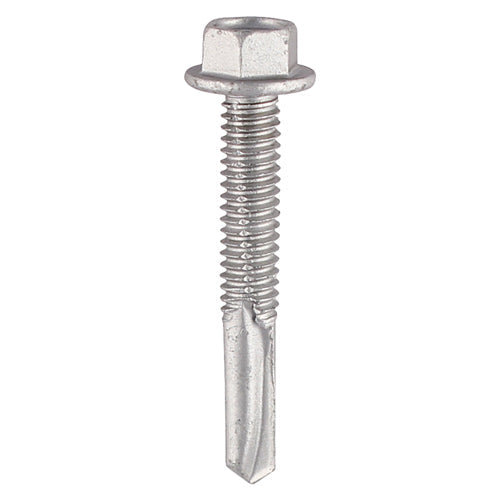 Timco 5.5 x 80 (5/16" Hexagon Head) Self Drill Screws Heavy Section Steel (12.5mm), Ruspert Silver Plated For Steel 3.0-12.5mm Thickness H80B