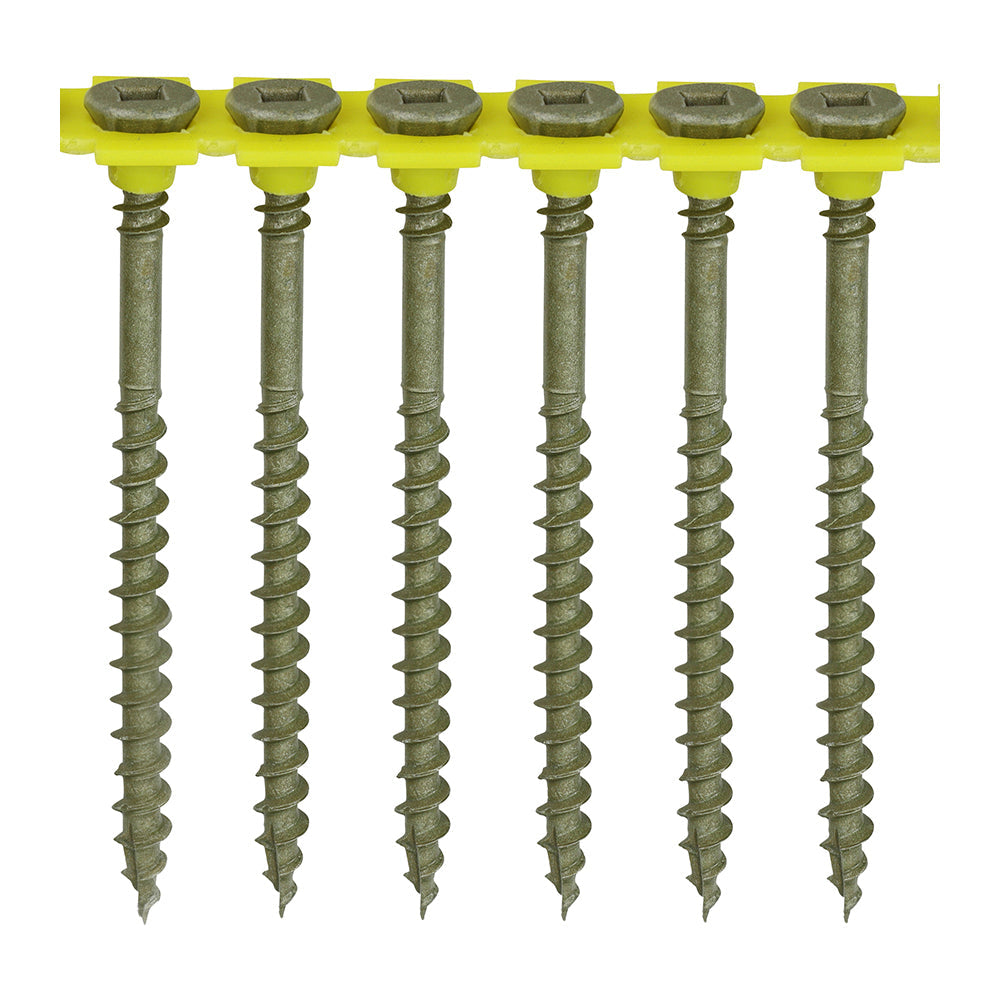 4.5 x 65 Timco C2 Countersunk SQ2 Collated Decking Screws (Pack of 500), Organic Green. 65C2DCOLL