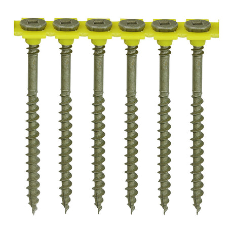 4.5 x 65 Timco C2 Countersunk SQ2 Collated Decking Screws (Pack of 500), Organic Green. 65C2DCOLL