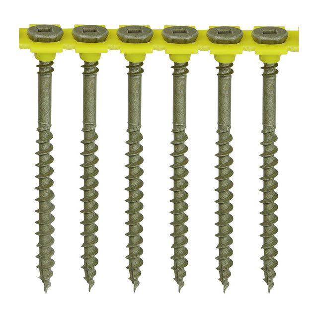 4.5 x 65 Timco C2 Countersunk SQ2 Collated Decking Screws (Pack of 500), Organic Green. 65C2DCOLL