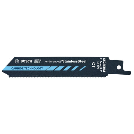 Bosch S522 EHM 115mm Sabre Saw Blade Special for Inox Stainless (Pack of 1) P/No. 2 608 653 096