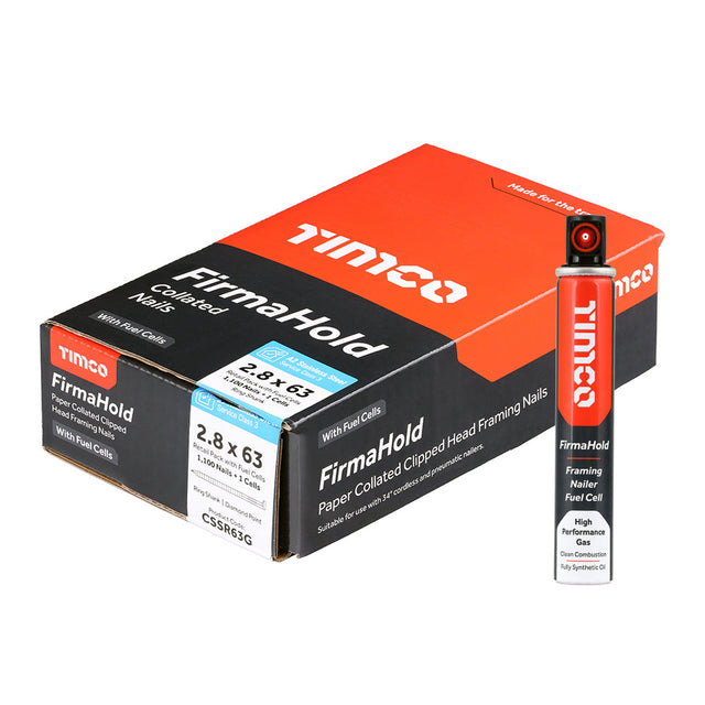 FirmaHold 2.8 x 63 A2 Ring / ST/ST + 1 gas CSSR63G (Paslode compatible) 1100 nails per box