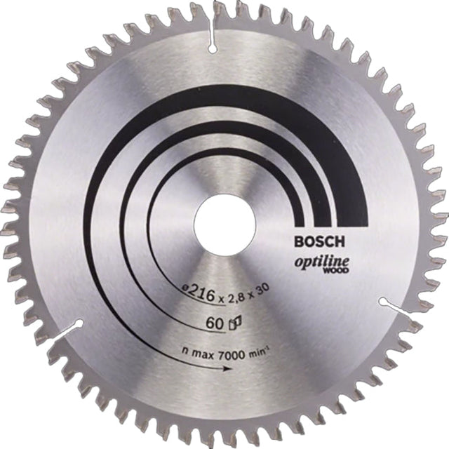 Bosch 216 x 30 x 60 Teeth Optiline Wood Circular Saw Blade P/no. 2 608 640 642