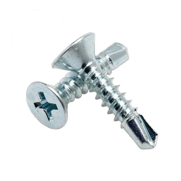 4.8 x 32 Thin Sheet Countersunk No.2 Phillips Steel Self Drill Screws, Bright Zinc Plated