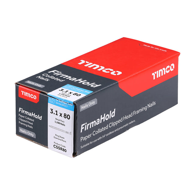 Firmahold 3.1 x 80 Ring Stainless Steel A2, *No Gas* 1100 Nails Per Box