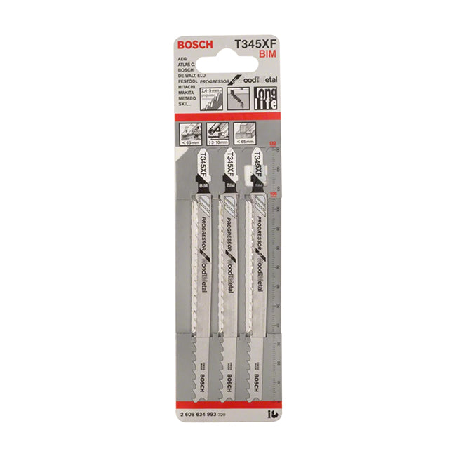 Bosch T345XF 132mm Bosch Proggressor Jigsaw Blade pack of 3 p/no 2 608 634 993