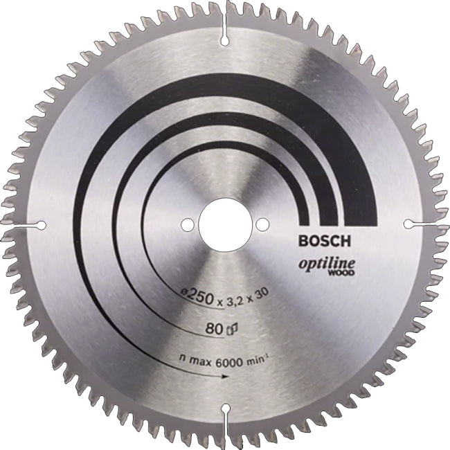 Bosch 250 x 30 x 80 Teeth Optiline Wood Circular Saw Blade P/No. 2 608 640 645