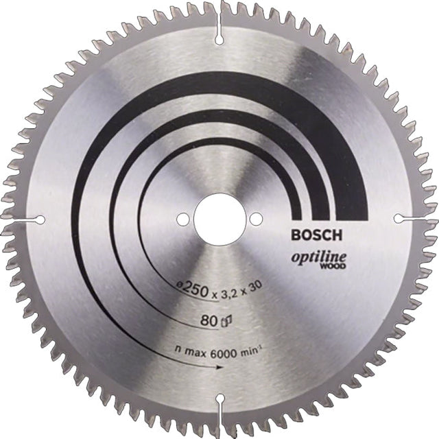 Bosch 250 x 30 x 80 Teeth Optiline Wood Circular Saw Blade P/No. 2 608 640 645