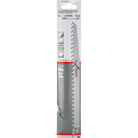 Bosch S1542K 240mm Sabre Saw Blade for wood (Pack of 5) P/No 2 608 650 682