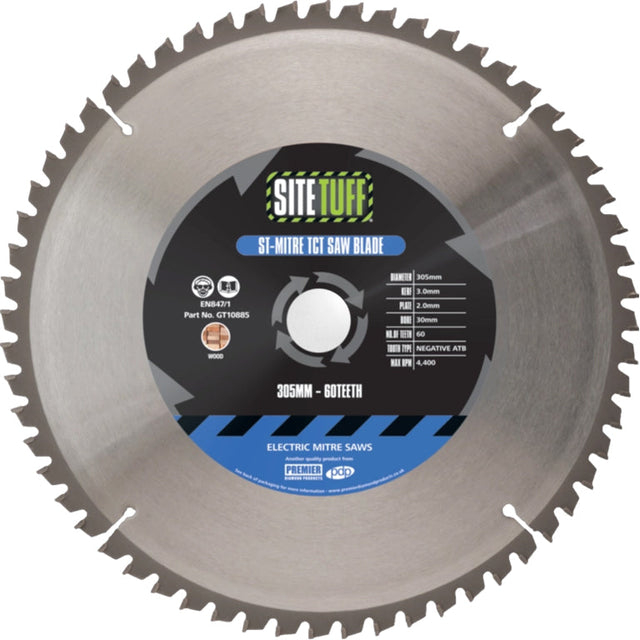Site Tuff ST-MITRE 216 x 30 x 24t TCT Wood Blade, for Mitre & Chop Saws GT10847*