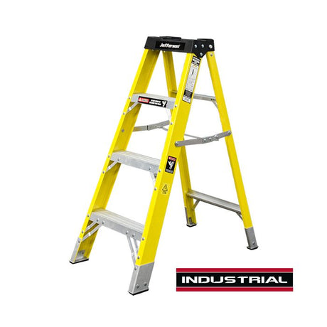 Jefferson 4 Tread x 1.07M Fibreglass Painters Step Ladder, EN131. JEFLADFGLS04