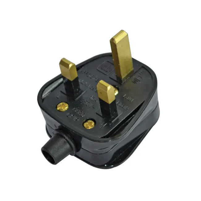 240 Volt 13 Amp 3 Pin Black Fused Heavy Duty Plug