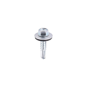 5.5 x 25mm (5/16" Hexagon Head) Self Drill Screws, Metal to Metal, Bright Zinc Plated For Steel 1.2-4mm Thickness with 16mm EPDM Washer ZL25W16