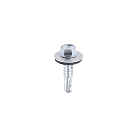 5.5 x 25mm (5/16" Hexagon Head) Self Drill Screws, Metal to Metal, Bright Zinc Plated For Steel 1.2-4mm Thickness with 16mm EPDM Washer ZL25W16