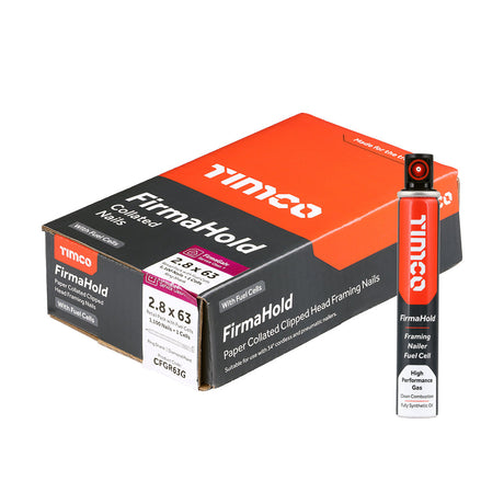 FirmaHold 2.8 x 63 Ring / FirmaGalv + 1 gas CFGR63G (Paslode compatible) 1100 nails per box