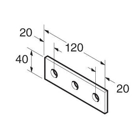 SB508 P1066 Splice Plate 3 Hole, Unistrut compatible, stainless steel A4 (316)