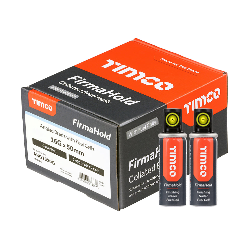 FirmaHold 16g x 50 Galvanised Angled Brads + 2 gas ABG1650G (Paslode compatible) 2000 nails per box