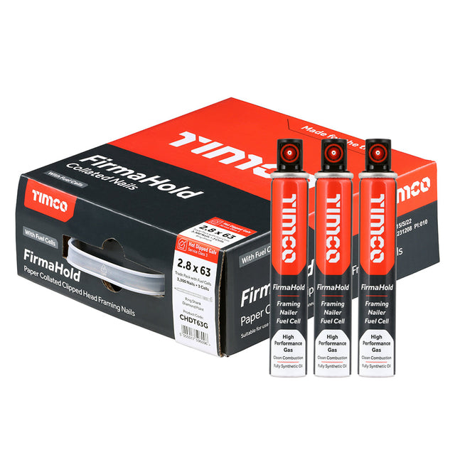 FirmaHold 2.8 x 63 Ring / Hot Dipped Galvanised (HDGV) + 3 gas CHDT63G (Paslode compatible) 3300 nails per box