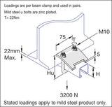 124-164mm Extra Deep Unistrut P2787 Beam Clamp HDG SC852