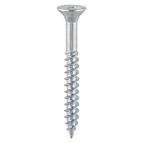 10 x 1" 1/2 (4.8 x 40mm) Timco Twin-Thread Countersunk Pozi Woodscrews, Bright Zinc Plated, 10112CWZ