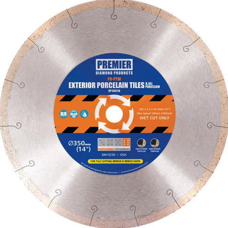 350 x 25mm P6-PTW Exterior Porcelain Hard Tile Wet Cut Diamond Blade DP16851A
