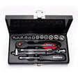 Deltec 17 Piece 1/4" Metric Chrome Socket Set in Metal Case SETGA17
