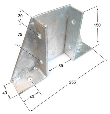 Double Gussetted Bracket, Unistrut compatible, stainless steel A4 (316)