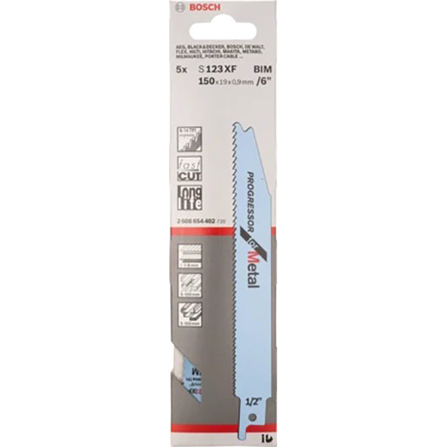 Bosch S123XF 150mm Sabre Saw Blade progressor for metal (Pack Of 5) P/No. 2 608 654 402