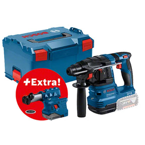 Bosch GBH 18V-22 Hammer Drill Without Battery or Charger in L-BOXX Plus GDE 18V-12 Integrated Dust Extraction