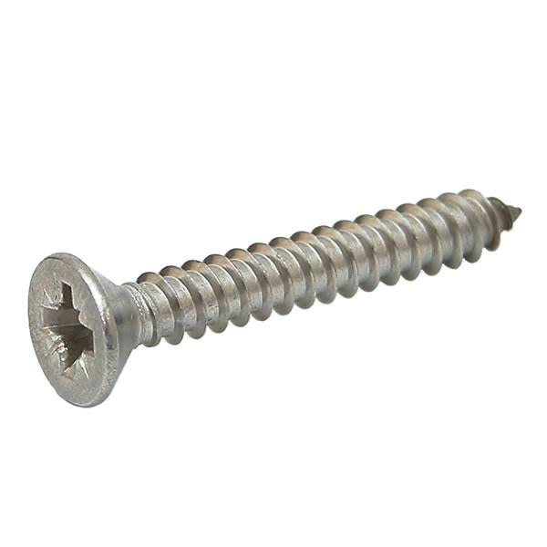 10 x 1" (4.8 x 25mm) Countersunk Pozi No.2 AB Self Tapping Screw Stainless Steel A4 (316)