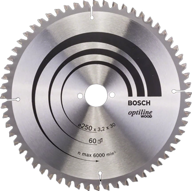 Bosch 250 x 30 x 60 Teeth Optiline Wood Circular Saw Blade P/No. 2 608 640 644