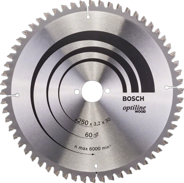Bosch 250 x 30 x 60 Teeth Optiline Wood Circular Saw Blade P/No. 2 608 640 644