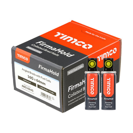 FirmaHold 16g x 64 Galvanised Angled Brads + 2 gas ABG1664G (Paslode compatible) 2200 nails per box