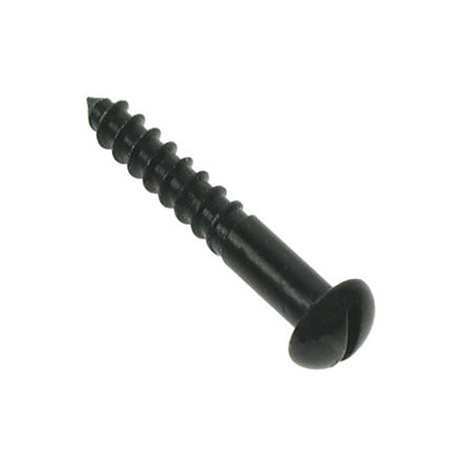 10 x 1" 1/2 Round Head Slotted Black Jappaned Woodscrew